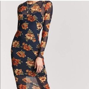 Floral Midi Mesh Dress